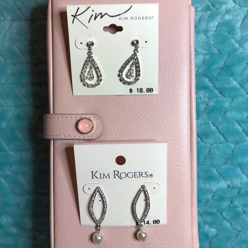 Kim Rogers 2 Pairs Of Rhinestone Earrings NWT